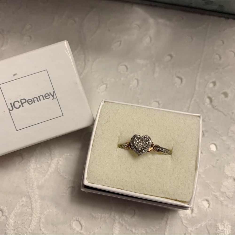 JCPenney Rose Gold and Silver Heart Ring